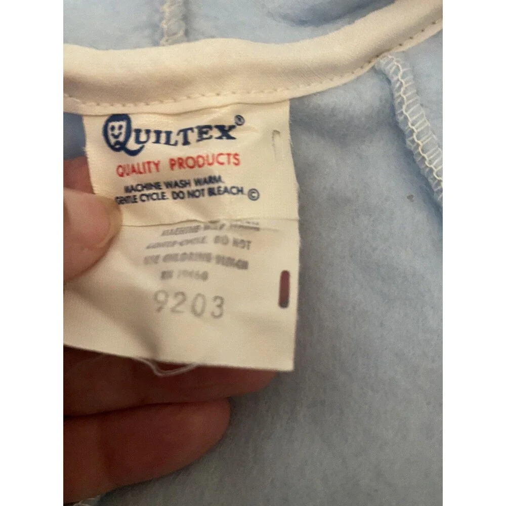Quiltex Vintage Baby Snowsuit Blue Footed Hooded Bunting Union Made USA